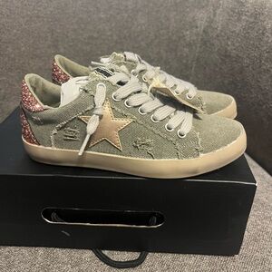 ShuShop Paula Girls Olive Canvas tennis shoes
